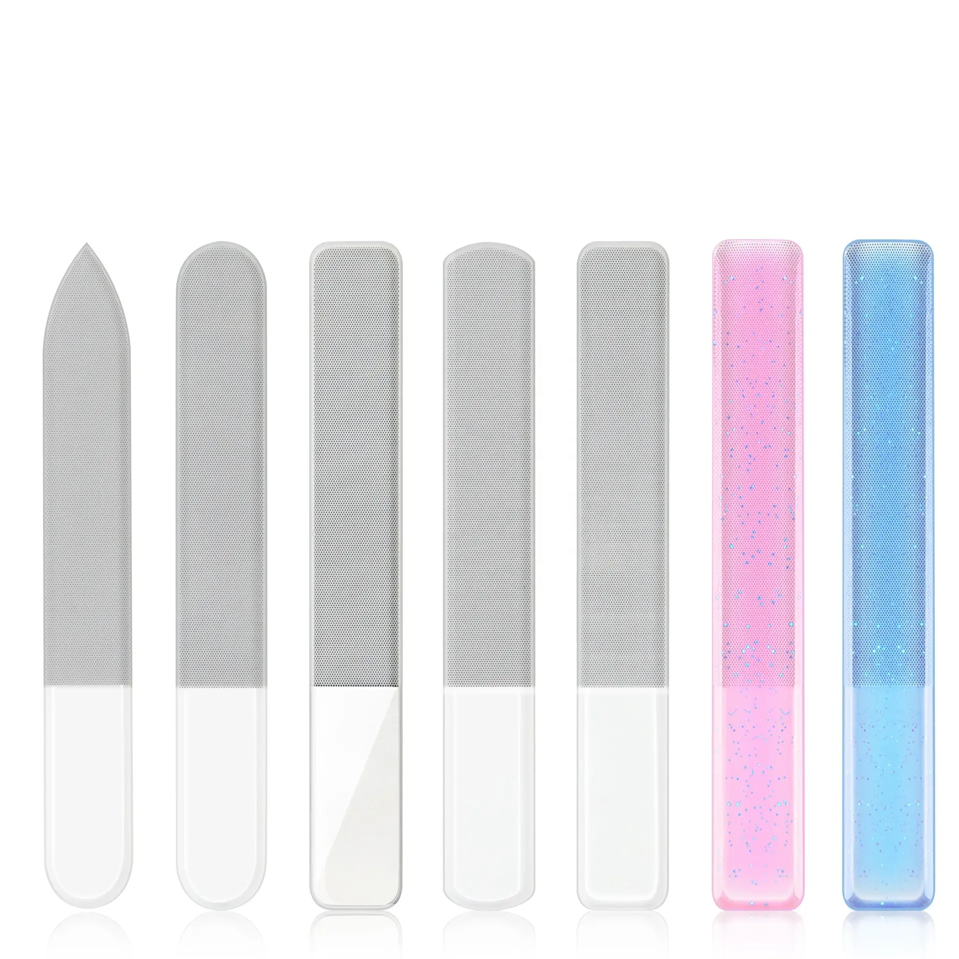 Factory wholesale pink glass nail file for custom nail file glass with custom color