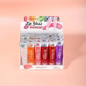 24 Pcs 세트 과일 맛 육즙 Plumping 젤리 반짝이 립글로스 세트