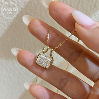 Aazuo – bijoux de luxe réels, gros diamants cultivés en laboratoire, 3,0 ct, pendentif carré en or jaune massif 18 carats avec chaîne, cadeau d'amour pour femme