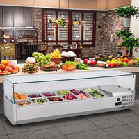 Refroidisseur de bar à salade commercial Vitrine Table Top Salad Bar Prep Réfrigérateur à salade de comptoir réfrigéré