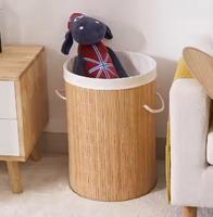 Panier à linge pliable en bambou Panier de rangement pour vêtements Panier de rangement en polyester avec poignée