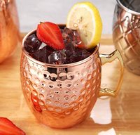 Tasse de moscou en acier inoxydable avec poignée en or, en vrac 16oz bière Cocktail Vodka martelé Mule tasse en cuivre