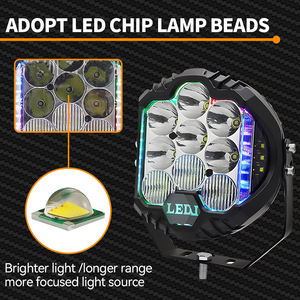 ไฟ LED บาร์สปอตไลท์สีขาว/เหลือง ขนาด 7 นิ้ว 90W 12V 12000 ลูเมนส์ RGB DRL สำหรับ Wrangler JL JK ใช้ได้กับรถทั่วไป ขายดี - Product Image 6