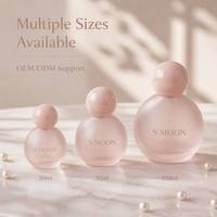 Flacon de parfum en verre rond de 50 ml avec pompe, design rose et bleu, flacon de parfum personnalisé avec bouchon rond