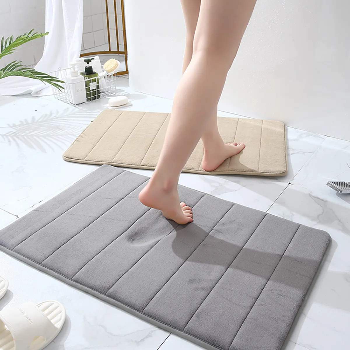 Badezimmer Horizontale Streifen Teppich Absorbent Soft Comfort Rutsch feste Memory Foam Bade matten