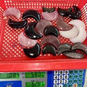 Kristal oyma zanaat cilalı şifa karışık taş gri akik Geode hilal gül kuvars ay - Product Image 6