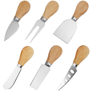 Juego de <span class=keywords><strong>Mini</strong></span> cuchillos de queso de acero inoxidable con mango de madera de primera calidad para tabla de charcutería, cuchillo de queso exquisito, tenedor cortador de queso - Product Image 1