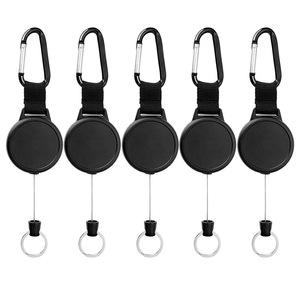 Cross-border steel wire rope carabiner, black, round, 4.2cm, easy-open, anti-theft, telescopic <b>clip</b>, can be made with epoxy - Product Image 4