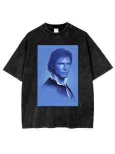S Wars Dark Han <span class=keywords><strong>Solo</strong></span> Camisetas Verano 100% Algodón Hombro caído Cuello redondo Peso pesado Lavado ácido - Product Image 3