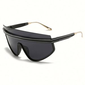 Gafas de Sol de Moda con Logotipo Personalizado, Montura Media con Rayas, Lentes de Una Pieza Extra Grandes para Mujer - Product Image 6