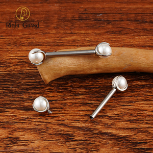 Right Grand ASTM F136 Piercing Titanio Rosca interna Barra recta Anillos para pezones Perla blanca Piercing <span class=keywords><strong>de</strong></span> titanio Anillo - Product Image 3