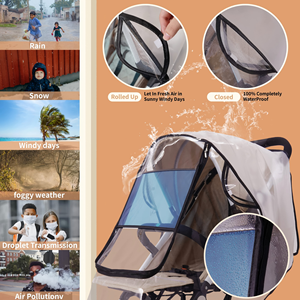 Children's Buggy Weather Shield Non-Toxic Transparent Pushchair Rain <b>Cover</b> for Buggies and Pushchairs with Large <b>Window</b> - Product Image 4