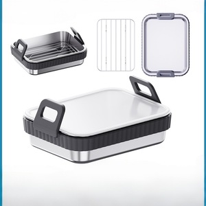 Best-Selling Air Fryer <b>Baking</b> Tray & Mat with <b>Silicone</b> Handles Rectangular Shape for Home Use - Product Image 6