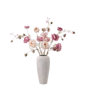 Fleur artificielle CallaFloral, rose, branche unique, rose beige, rose clair, polyester, décoration d'intérieur, bouquet de mariage, style INS - Product Image 5