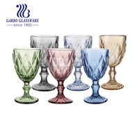 Verres à vin vintage gravés en diamant, motif d'usine, 330 ml, pas chers, brésiliens, rouges et bleus, avec pulvérisation et gaufrage, gobelets à vin colorés