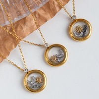 Collar Haomi de Acero Inoxidable con Doble Capa de Espejo, Regalo para el Día de la Madre con Colgantes de Estrellas y Luna