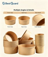 Bol à salade jetable en papier kraft biodégradable de qualité alimentaire, à paroi simple, avec gaufrage en feuille d'or, 750 ml – Le meilleur choix pour une protection optimale