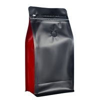 Sachet Doypack Gumei à fond carré en PE, refermable, noir, à 8 soudures, avec fermeture éclair et valve unidirectionnelle, résistant à l'humidité, impression personnalisée