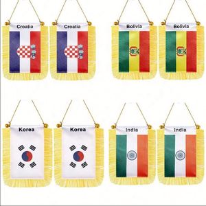Drapeau de voiture double face mini pays du monde entier, à suspendre sur la vitre arrière, pour décoration de rétroviseur, vente en gros à prix abordable - Product Image 1