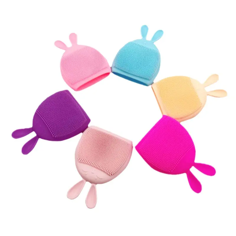 Mới đến đáng yêu thỏ Silicone mặt làm sạch bàn chải mặt làm sạch Spa massage mặt Scrubber