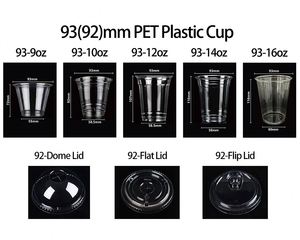 Custom Size&logo 9oz Single Wall Printed Clear Disposable PET Plastic <b>Cups</b> for Milkshake Boba Juice Beer Coffee & <b>Cold</b> Drink Lid - Product Image 4