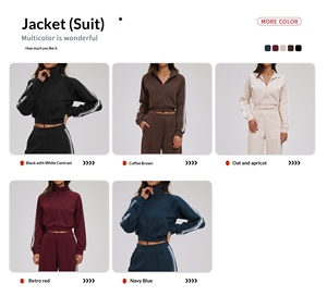 Completo Casual Comodo a Due Pezzi con Maglione Traspirante a Contrasto Colore e Pantaloni a Vita Alta, Vestibilità Ampia, Ideale per l'Esterno - Product Image 4