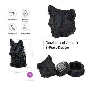 Broyeur manuel en plastique à 3 couches en forme de tête de loup 3D, accessoire de fumage, distributeur de stockage 70x105mm - Product Image 6