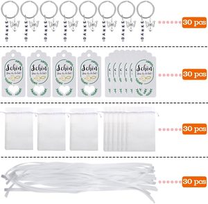 Lihuida - Juego de 30 Llaveros Personalizables con Colgante de Ángel Guardián, Bolsas de Organza, Papel Kraft, <span class=keywords><strong>Regalo</strong></span> para <span class=keywords><strong>Bautizo</strong></span> o Boda - Product Image 4