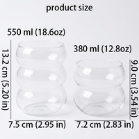 Venta al por Mayor de Tazas de Vidrio Transparente de Borosilicato de 380ml y 550ml, para Café Helado, Bebidas Frías, Leche, Jugo y Yogur