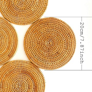 Posavasos y Salvamanteles de Bambú Natural Tejidos a Mano, Tradicionales Chinos, No Tóxicos, Resistentes al Calor, con Patrón Sólido, para Platos, Regalo, Hogar, Fiesta - Product Image 4