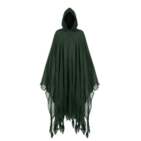 Cape de déguisement noire à capuche effet usé, en tissu de lin ample, pour Halloween, sorcier, dévoreur d'âmes, pour adultes hommes et femmes, cosplay d'horreur