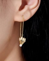 Boucles d'oreilles Threader inspirées du badminton, résistantes au ternissement et durables, plaquées or 18 carats, accessoire sportif de luxe abordable, cadeau