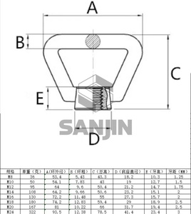 Écrous de levage triangulaires en acier inoxydable 304, zingués, antirouille, galvanisés, filetage trapézoïdal, <span class=keywords><strong>M8</strong></span> M10 M12 M14 M16 - Product Image 6