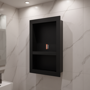 Vevor Nicho de Ducha Negro de 16 x 24 Pulgadas con Doble Estante, Organizador Empotrado para Baño, Esquina Cuadrada, Listo para Azulejos, Impermeable - Product Image 2