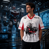 Kaos Jersey V-Neck Cetak Grafis Anime Mecha - Pakaian Olahraga Berkualitas Tinggi yang Dapat Disesuaikan