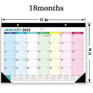 2025 Venta caliente Flor Coloful 17*12 pulgadas calendario <span class=keywords><strong>mensual</strong></span> semanal de gran tamaño - Product Image 5