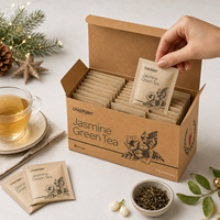 Boîte à thé en carton kraft brun naturel écologique avec logo personnalisé, imprimée, pliable, pour sachets de thé, emballage alimentaire de vente au détail