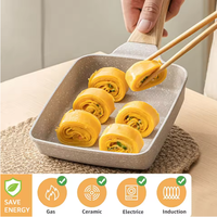 Poêle à frire carrée antiadhésive de style japonais pour petit-déjeuner, idéale pour les œufs roulés et les steaks, avec poignée