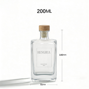 Bouteilles en verre carrées plates <span class=keywords><strong>de</strong></span> 50 ml, 100 ml, 200 ml, 500 ml pour vodka, spiritueux, whisky, <span class=keywords><strong>rhum</strong></span>, liqueurs avec bouchon en liège - Product Image 3