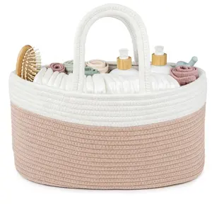 Large Portable Babe Diaper Caddy Nursery Storage Bin Holder and Car Travel Basket Tote Bag