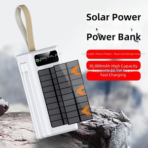 Banco de Energía Solar de Alta Capacidad de 30000 mAh, 4 Puertos de Salida USB, Pantalla Digital, Cargador Portátil, Batería Externa Personalizable Gratis - Product Image 2