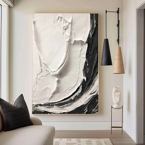 Pintura al Óleo Abstracta Dinámica en Blanco y Negro con Textura, Hecha a Mano, Original, Grande, para Decoración de Pared - Product Image 2