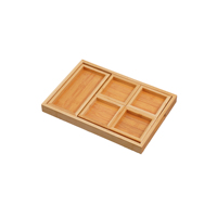 Ensemble de 6 plateaux compartimentés en bambou naturel, boîte de rangement pour thé japonais, en-cas, fruits secs