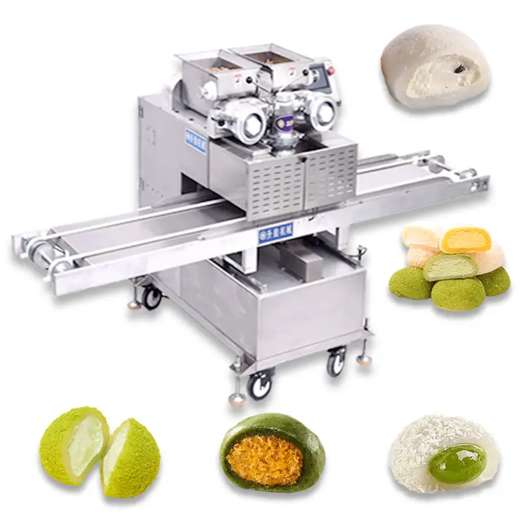 Commercial Two Fillings Rice Cake Ice Cream Mochi Encrusting Forming Machine with PLC touch screen