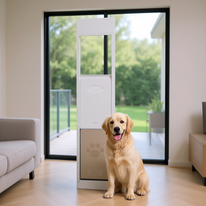 Porte pour chien XL à hauteur réglable pour porte coulissante en verre 75 7/8"-80 11/16" Porte intérieure en polymère coupe-vent - Product Image 3