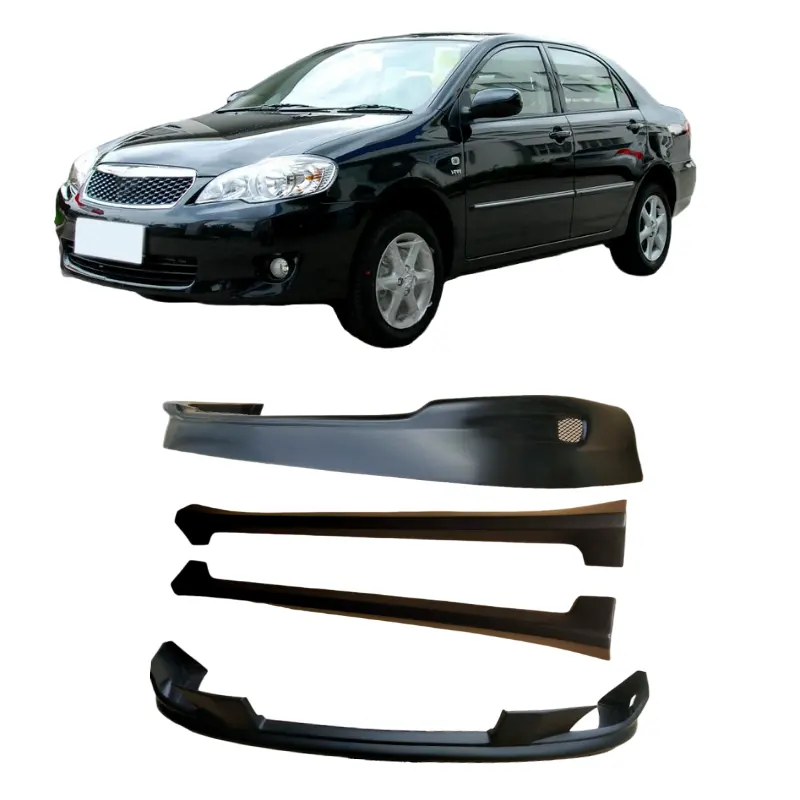 Auto Body Systems Pp Wide Body Kit Front Bumper Lip, Rear Bumper Lip and Side Skirt For Toyota Corolla 2004-2010 Type A