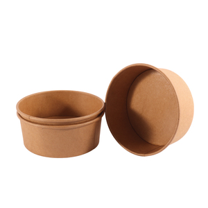 Eco-friendly Disposable Kraft Paper Bowl Packaging Cup Take Away Salad Bowl with Lid - Product Image 2