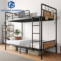 Lit superposé moderne en métal et bois réglable de haute qualité, durable, avec crochets en fer et matelas épais, idéal pour l'hôtellerie