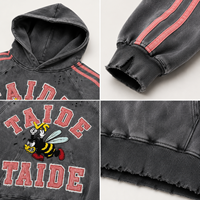 Ensemble sweat à capuche court et pantalon de survêtement large TaiDe sur mesure 800 GSM, délavage vintage, avec bande latérale appliquée, usine de vêtements OEM ODM