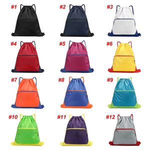 Sac à dos personnalisé Oxford imperméable avec cordon de serrage et poche avant zippée, idéal pour le sport et la gym – Meilleure vente - Product Image 2